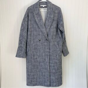 Veronica Beard Fiona Plaid Check Tweed Coat Size Medium Blue Multi